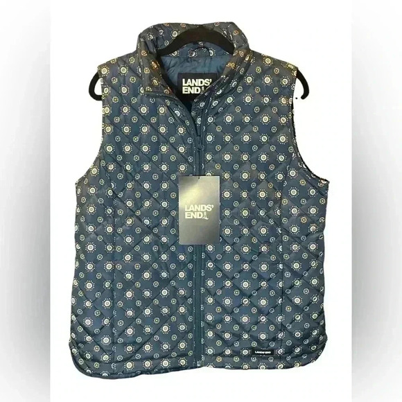 Lands' End Jackets & Blazers - Lands' End Medium Evening Blue Encircle Geo  Down Insulated Puffer Vest. NWT
